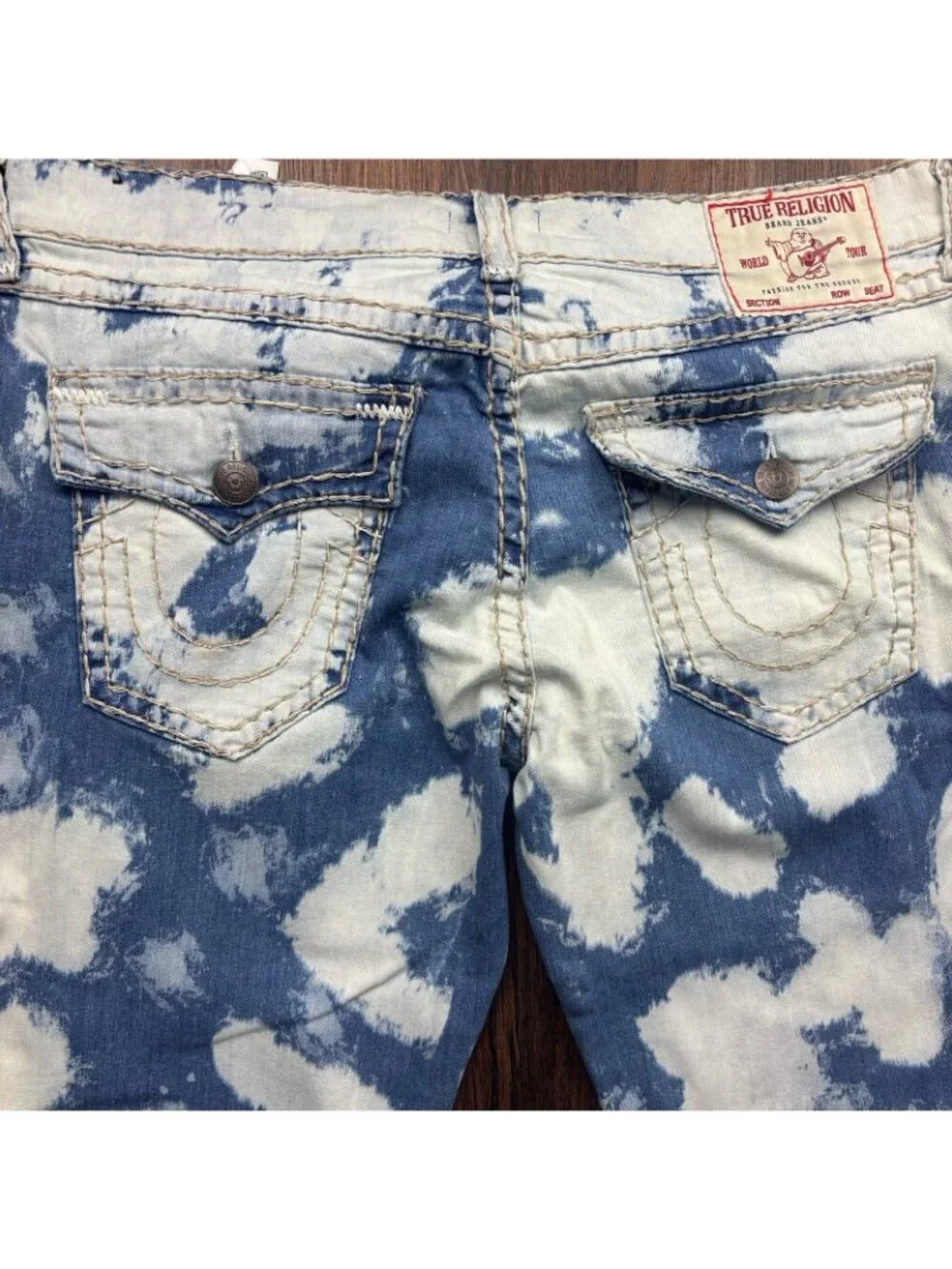 True Religion Ricky Relaxed Straight Jeans Acid Wash Blue Denim Men’s Size 38